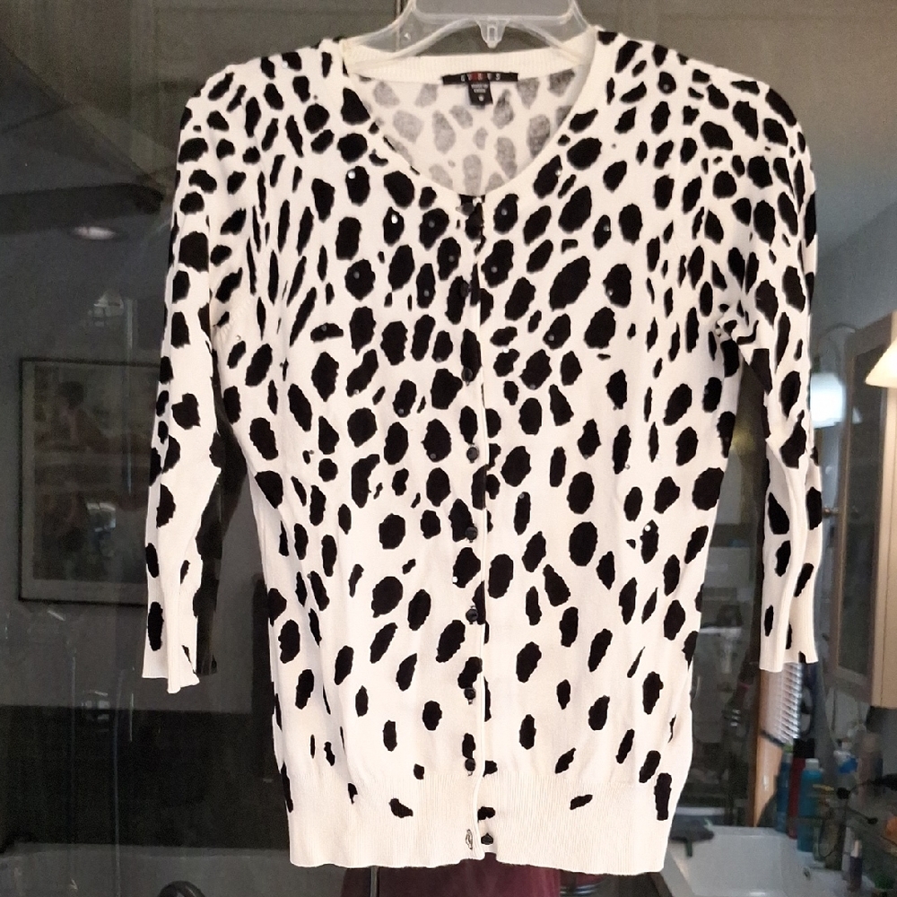 Cyrus Black and White Spotted Cardigan